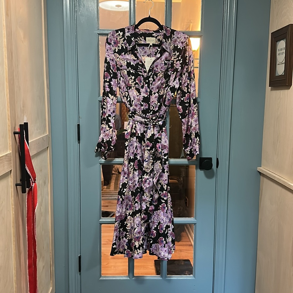 Sezane Lauretta Dress Purple Floral Print - Size 10